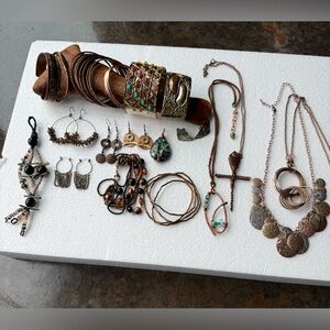 Vintage artisan, ethic, boho jewelry bundle. 18 pieces plus 8 narrow bangles.
